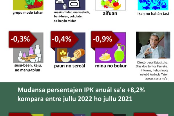 Infografia: IPK grupu hotu menus +0,3% iha jullu kompara ho juñu