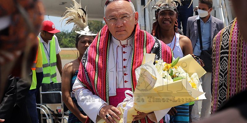FOTO ATUÁL: Vise Primeiru-ministru Santa Sé, Arsebispu Edgar Peña Parra, to’o ona Timor-Leste
