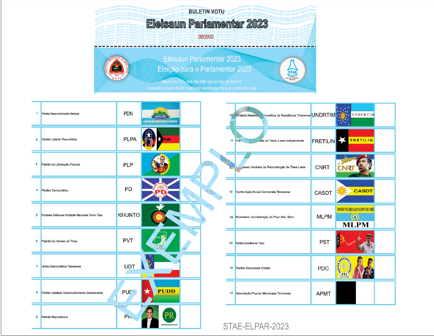 Partidu polítika neen tau imajen no bandeira iha buletin votu