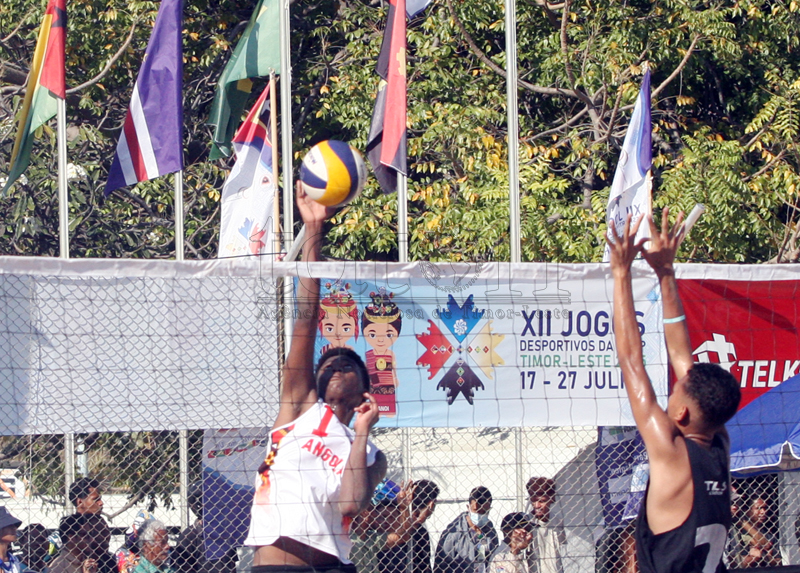 Voleiból Praia : ekipa mane Timor-Leste hamate set rua tutuir malu hasoru Angola