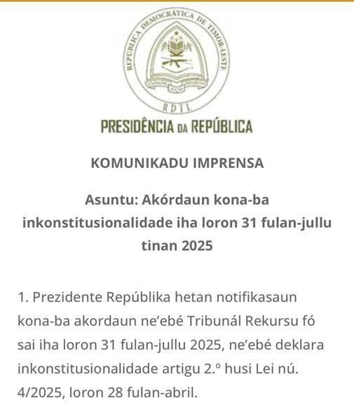 Prezidente Repúblika sei adota medida konstitusionál ba akordaun Tribunál Rekursu