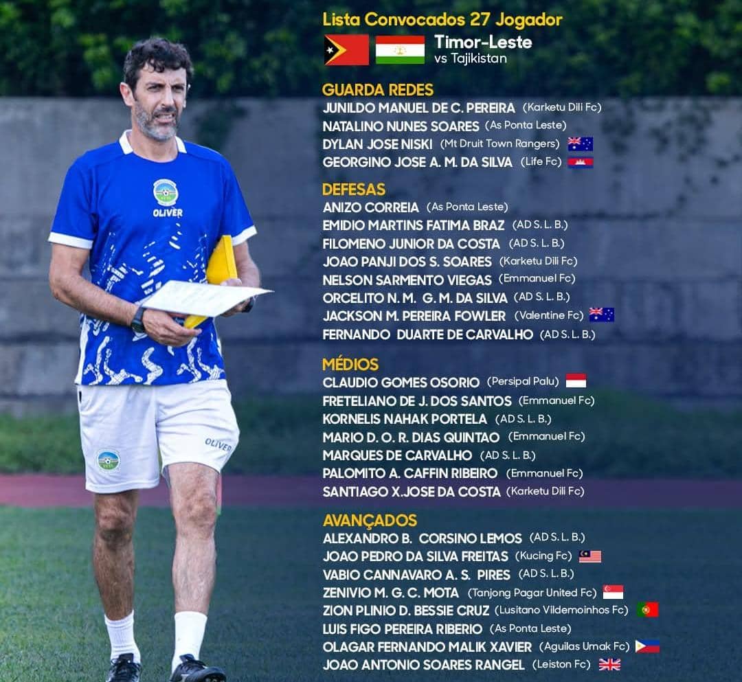 Zé Pedro anúnsia lista jogadór kontra Tazaskistaun