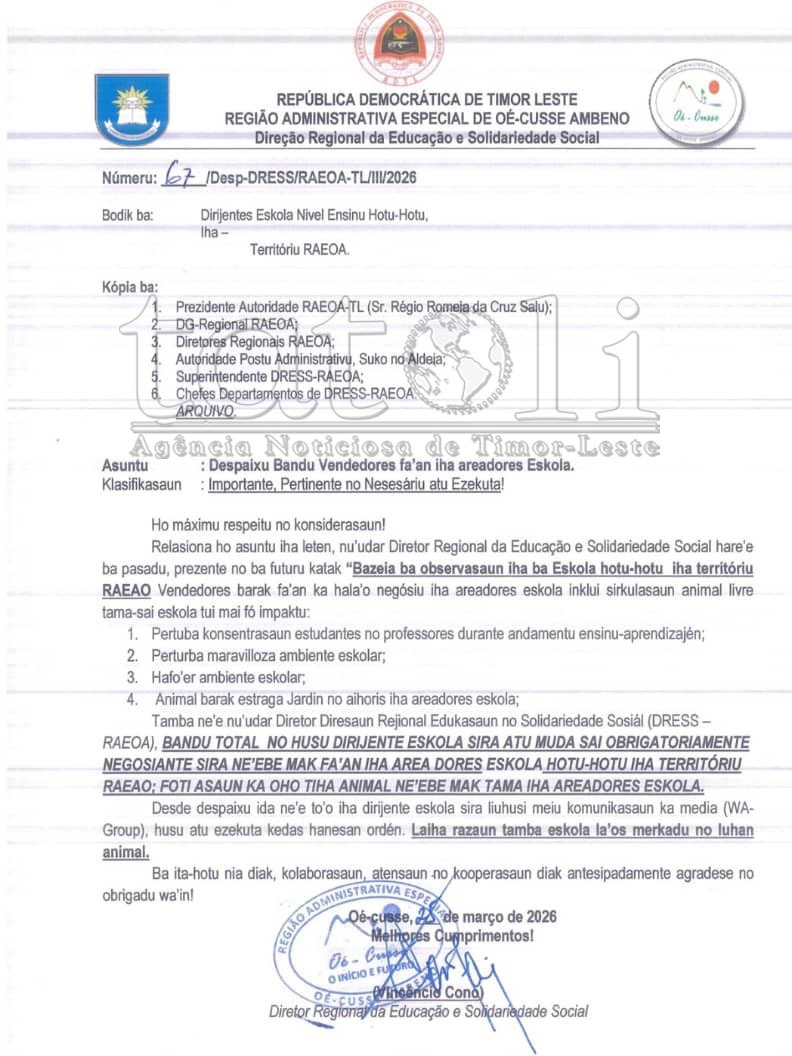 Vendedór Oekusi sei la bele fa’an tan iha arredór eskola