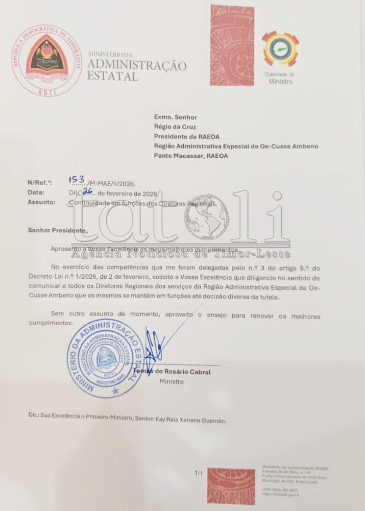 Ohin, mandatu Autoridade RAEOA termina ona