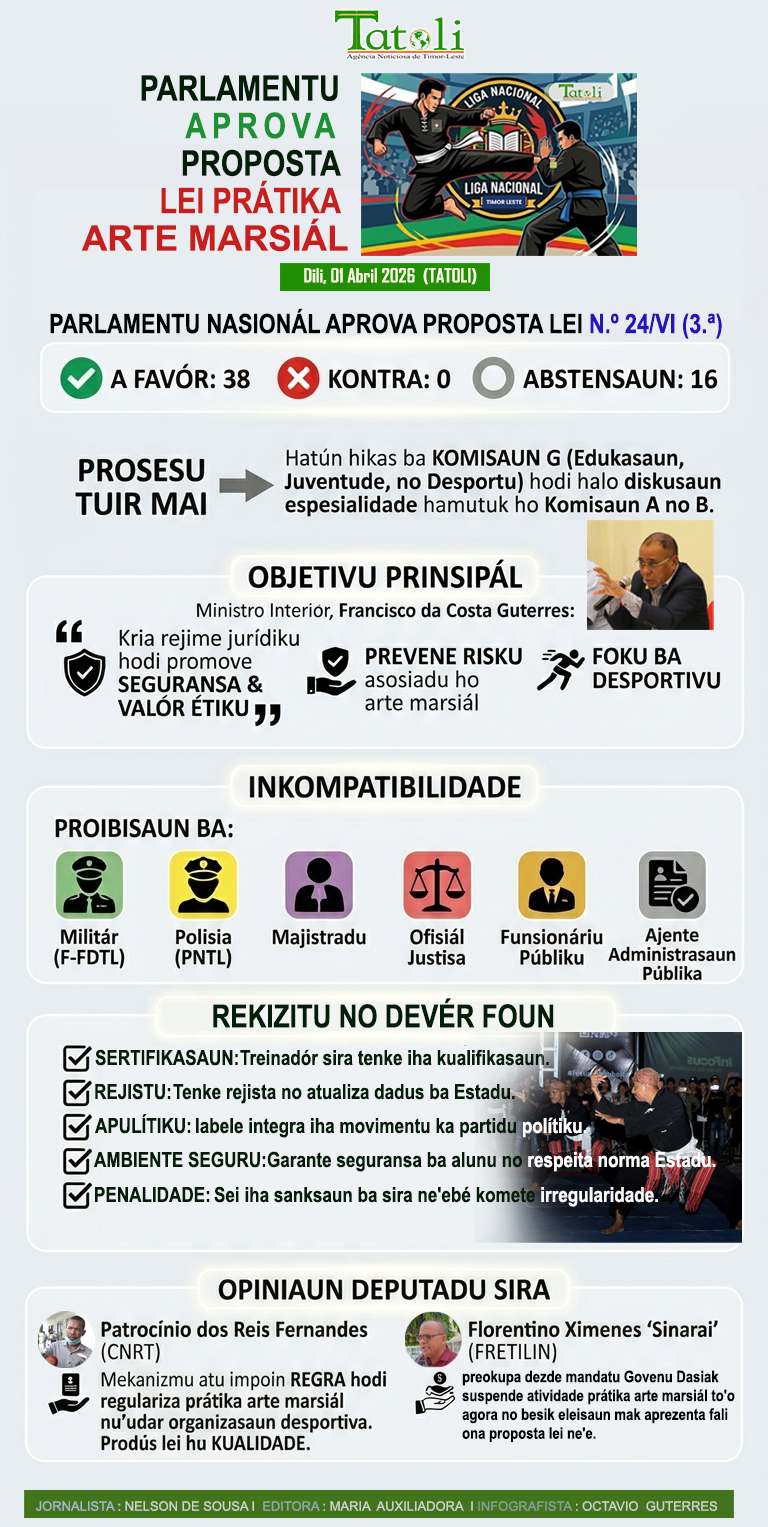 Infografia: Parlamentu aprova proposta Lei Prátika Arte Marsiál