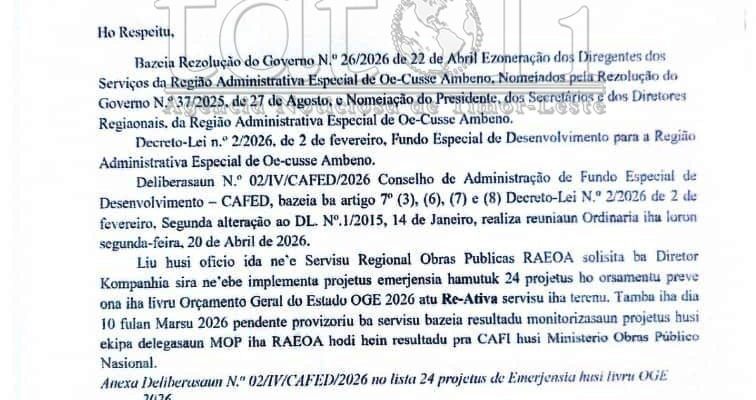 Obra Públika hasai sirkulár, projetu emerjénsia 20-resin iha Oekusi re-ativa