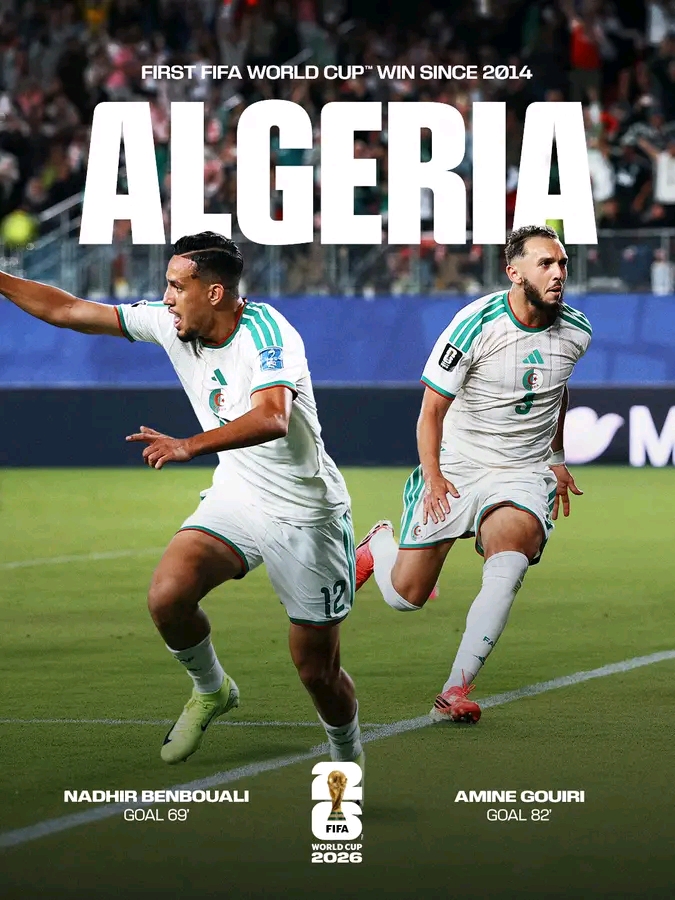 Arjélia halakon Jordánia 2-1 iha Kopa Mundiál 2026