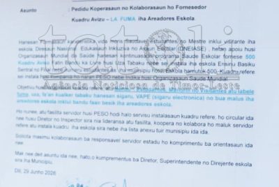 Edukasaun Oekusi hasai sirkulár bandu totál ‘fuma’ iha arredór eskola