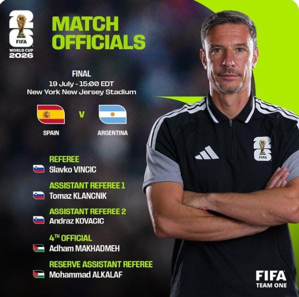 Kopa Mundiál 2026: FIFA deside árbitru Slavko Vincic lidera jogu final España vs Arjentina